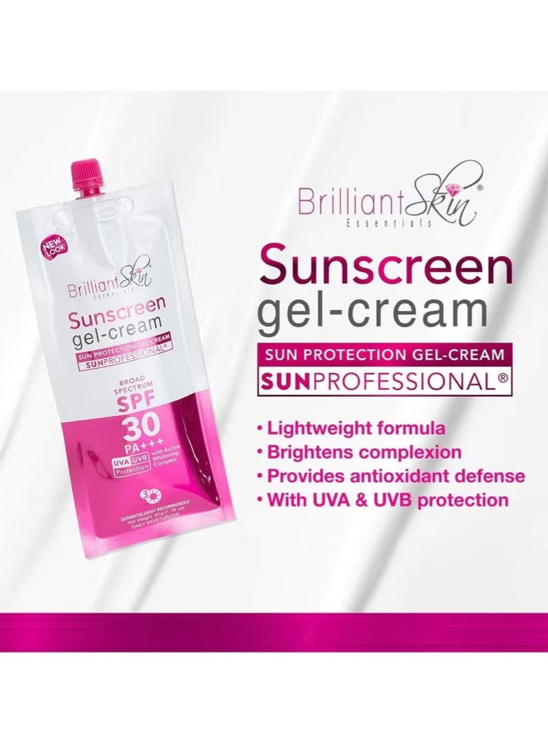 بريليانت سكين كريم جل واقي من الشمس SPF30 PA+++ 50 جرام حماية من الأشعة فوق البنفسجية خفيف الوزن غير دهني مناسب لجميع أنواع البشرة للوجه والجسم - Image 5